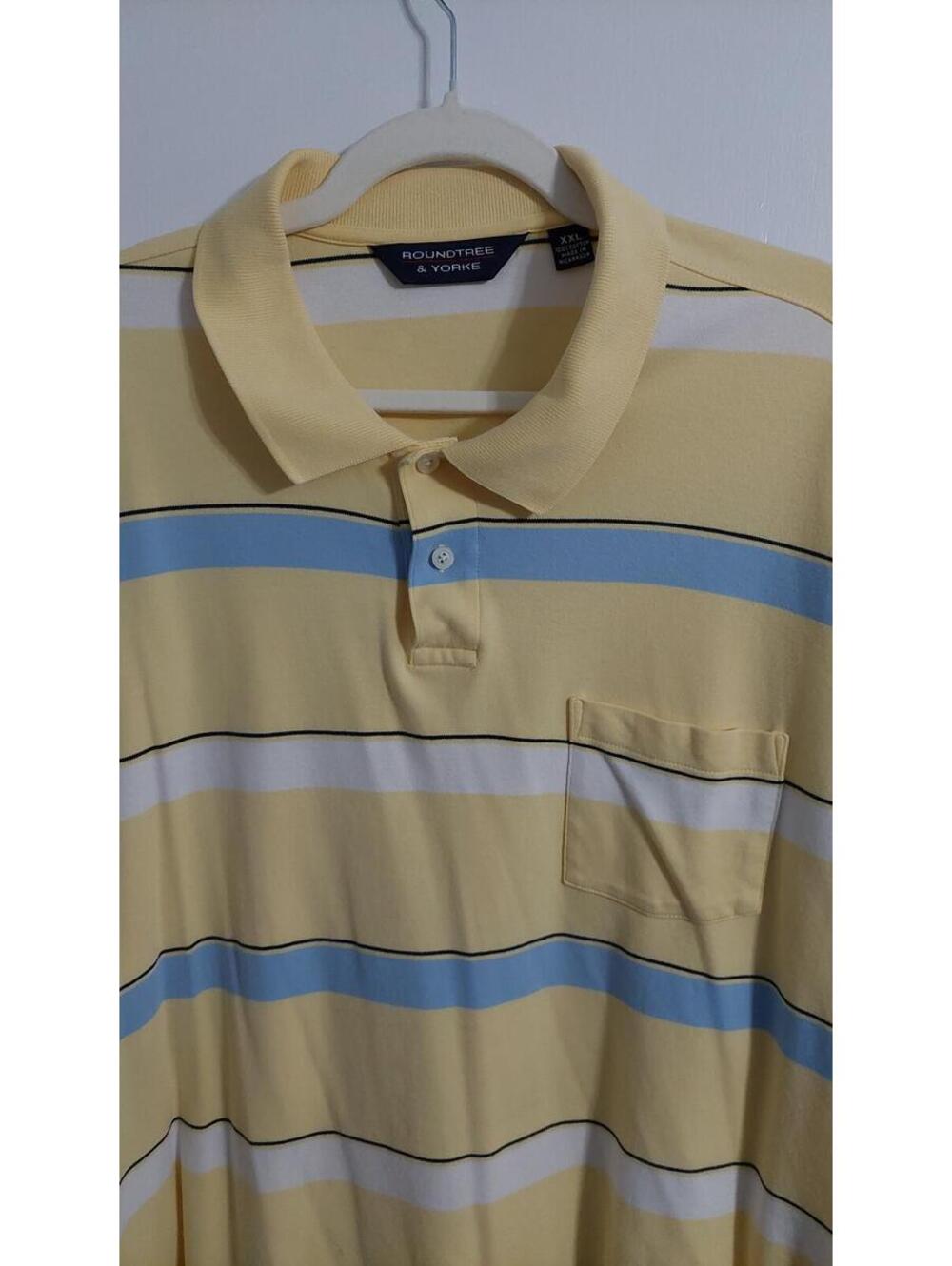 Roundtree & Yorke Yellow Striped Polo Shirt XXL